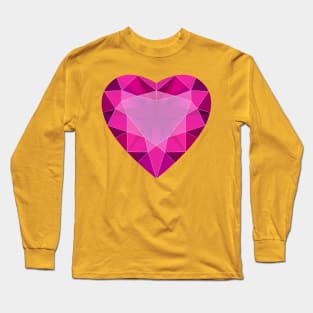 Pink Garnet Heart Shaped Gemstone Long Sleeve T-Shirt